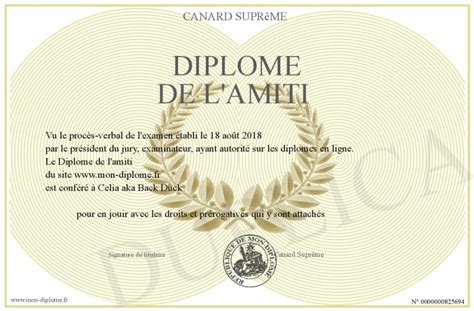 Diplome De L Amiti