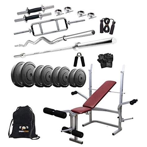 Buy Sporto Fitness Rubber 100 Kg Home Gym Set With One 3 Ft Curl One 5