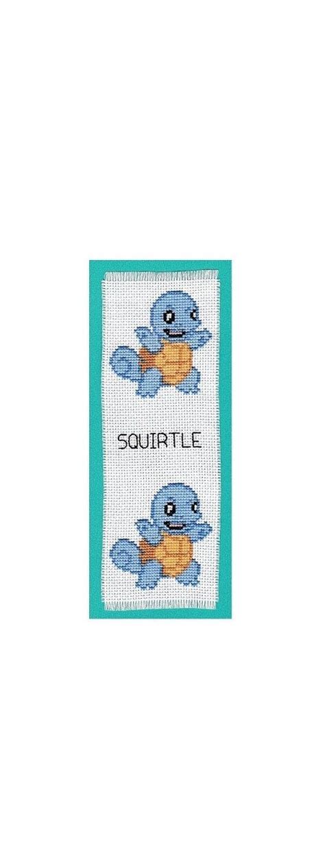 Pokemon Bookmark Squirtle Dmc Thread Folksy Bookmarks Cross Stitch Kit Custom Etsy