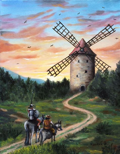 Don Quixote And Windmill By Me Ksusha Scott Don Quixote Windmill