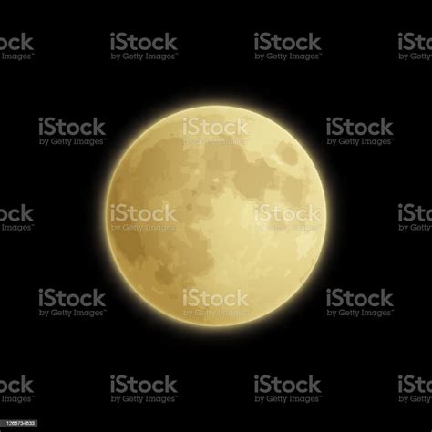 Vecteur Beautifull Pleine Lune Jaune Dans Le Ciel Sombre De Nuit
