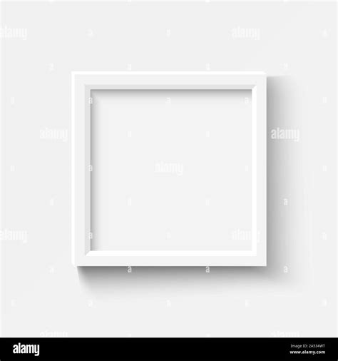 empty white picture frames set square elegant plactic or wooden frame with soft shadow vector
