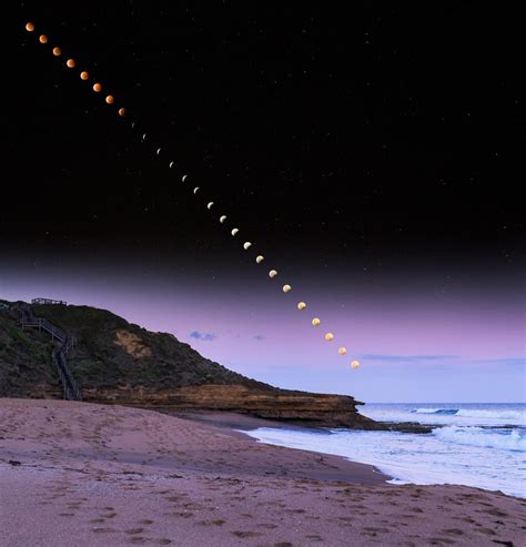 Astrophotography Surf Coast Light Waves Lunar Eclipse Over Winkipop