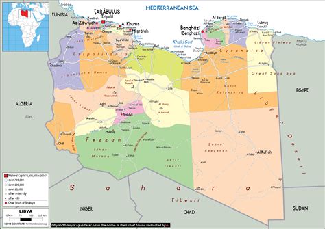 Bản đồ đất nước Libya Libya Map Khổ lớn Phóng to