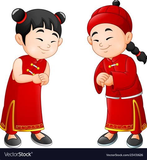 Cartoon Chinese Kids Royalty Free Vector Image