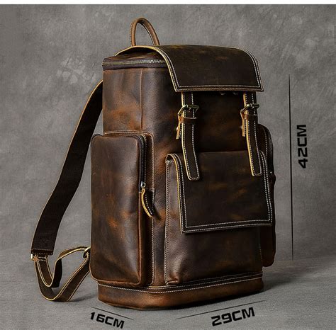 New Hot Sales Retro Genuine Leather Mens Backpack Large Capacity
