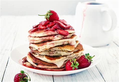 Pancakes With Strawberry Jam Stock Image Image Of Food Leaf 77147209