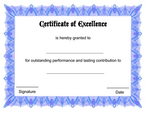 Free Blank Certificate Templates Printable