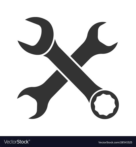 Crossed Wrenches Glyph Icon Royalty Free Vector Image