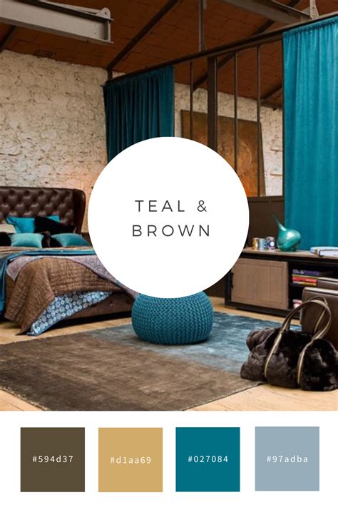 Teal And Brown Color Palette Bedroom Inspiration In 2020 Brown Color