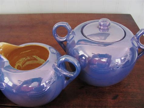 Meito China Peach Blue Luster Ware Tea Set Etsy