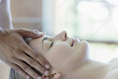 woman having scalp massage in spa stock image f014 1026 science photo library