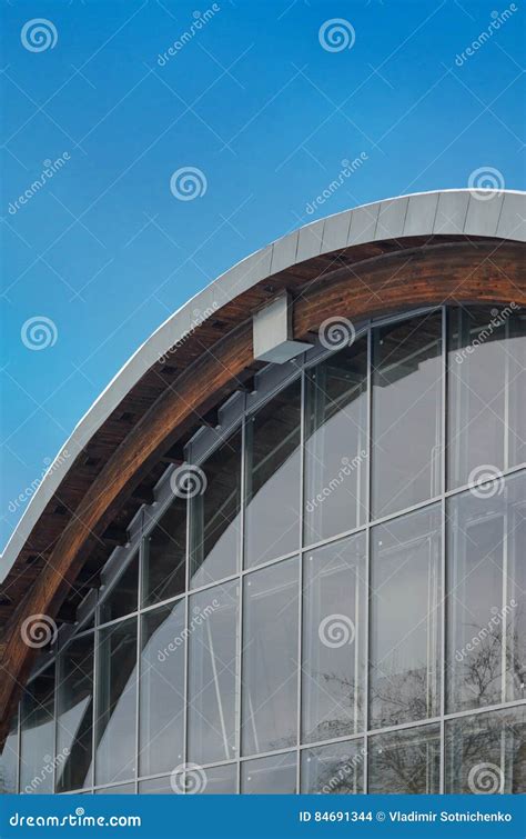 Fragment Of Modern Building With Structural Glass Wall Stock Photo
