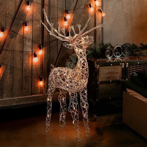 buy alpine corporation outdoor holiday rattan reindeer with halogen lights online at lowest