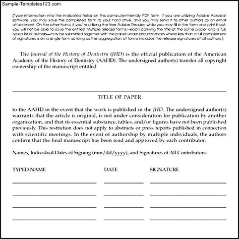 Copyright Release Form For Pictures Photo Copyright Print Release
