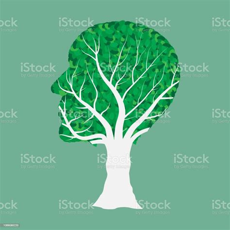 Human Head Tree Vector Illustration Isolated On White Background Stock