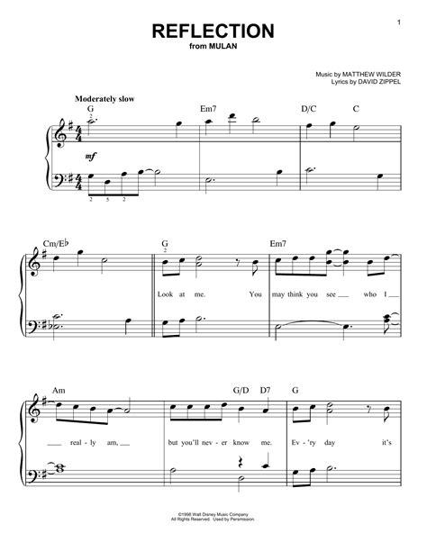 Reflection Pop Version From Mulan Sheet Music Christina Aguilera