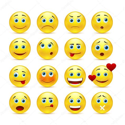 colección de emoticones vector con diferentes emociones — vector de stock © stockerteam 51095601