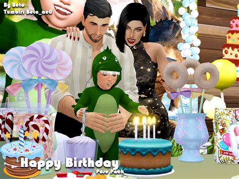 Happy Birthday Pose Pack By Betoae0 From Tsr • Sims 4 Downloads