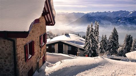 Download Wallpaper 1920x1080 Snow Mountains Winter