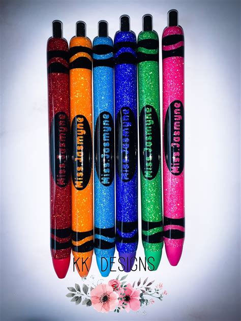 Teacher Glitter Pen Custom Glitter Pen Crayon Glitter Pen Etsy