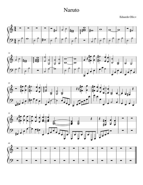 Naruto Piano Sheet Music Sorrow Partituras Flauta Masuda Toshiro