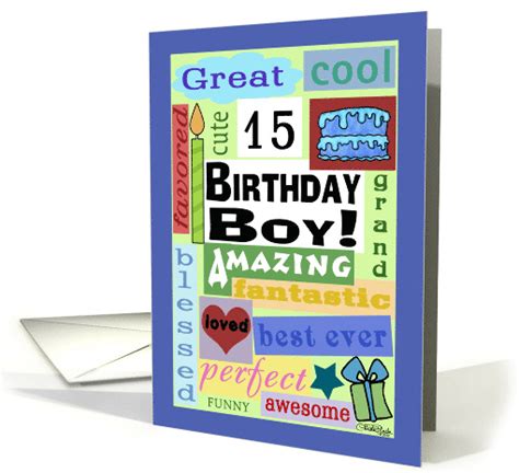Happy Birthday For 15 Year Old Boy Good Word Subway Art Card 923842