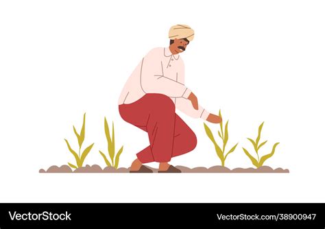 Happy Indian Farmer Working On Organic Agriculture