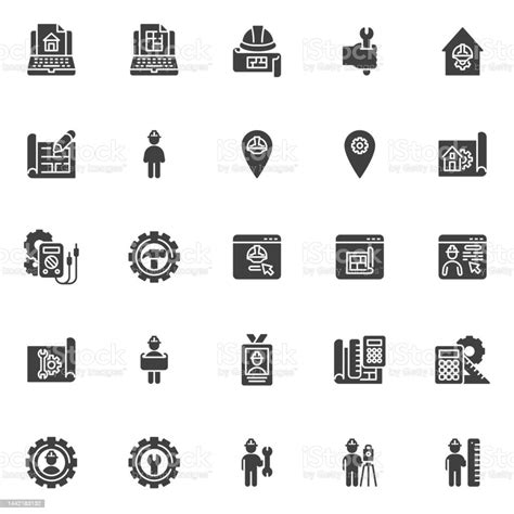 Engineering Service Vector Icons Set Stock Illustration Download