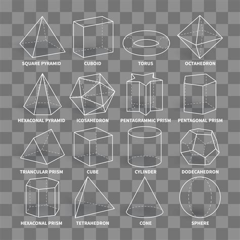Premium Vector Abstract 3d Math Geometric Outline Shapes Isolated