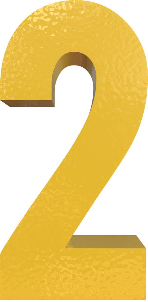 Number Two 2 Yellow 3d Text Render 13492782 Png