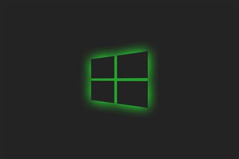 4k Window Glowing Windows 10 Simple Background Green Operating