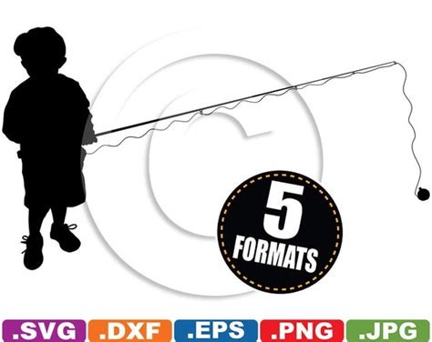 Boy Child Fishing Silhouette Clip Art Svg And Dxf Cutting
