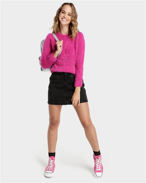 Riachuelo Suéter Cropped Tricot Pelinhos Rosa Pink