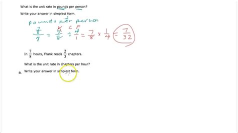 How to determine a unit rate from a graph. Solving Word Problems with Unit Rates Part 2 Fractions ...