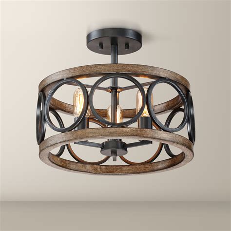 The lamps may be in sockets for easy replacement—or, in the case of some led fixtures enclosed ceiling dome the translucent dome mates with a ring that is mounted flush with the ceiling. 3 Light Franklin Iron Works Rustic Farmhouse Ceiling Light ...