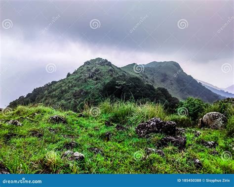 Mountain Slope And Green Meadows In Kerala Stock Photo Image Of Hill
