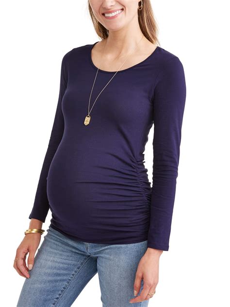 Maternity Long Sleeve Knit Top With Side Ruching Available In Plus Sizes