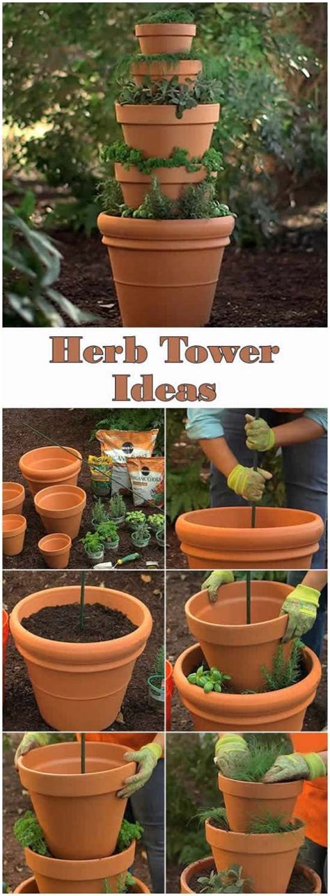 Herb Tower Ideas Herb Planters Herbs Tower Garden