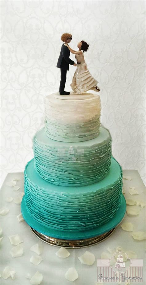 Turquoise Blue Ombré Ruffle Wedding Cake by Ramee s Yummies Amazing