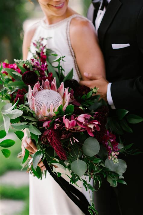 King Protea Wedding Bouquet By Pompandbloom Image By Rebecca Shehorn