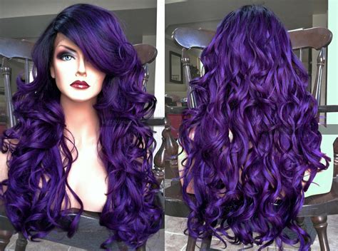 Purple Lace Front Wig Ombre Hair Neon Hair Ombre Hair Color