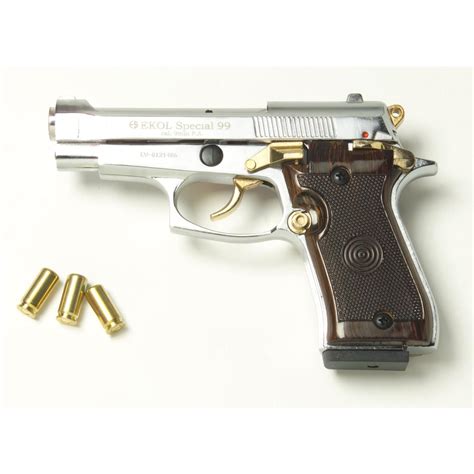 Blank Firing 9 Mm Special 99 V85 Pistol Nickel Gold 188790