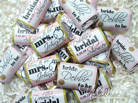 Blush Pinkgold Bridal Shower Bridal Shower Favors Mini Candy Bars Assembled Or Wrappers Only
