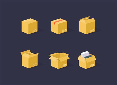 Download Carton Delivery Packaging Open And Closed Box With Fragile Signs Cardboard Box Mockup Set Stock ...