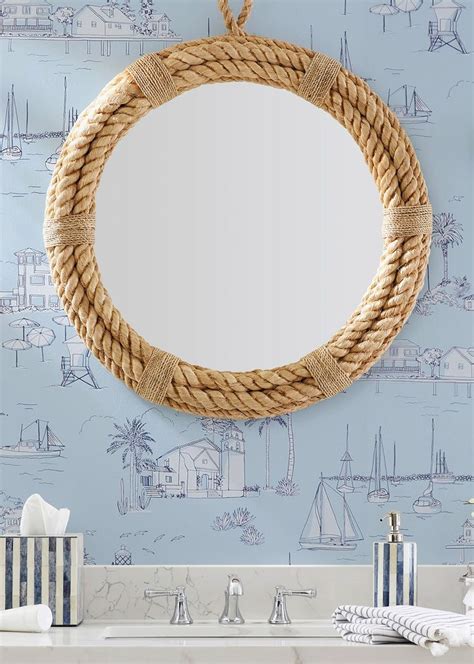 Decorative Bathroom Mirrors Coastal And Nautical Style Shop The Look Decorative Bathroom