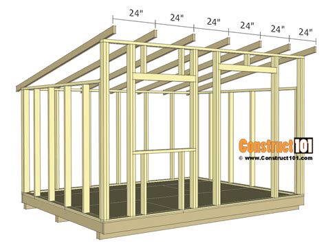10x12 Lean To Shed Plans Construct101 Shed Design Diy Storage Shed