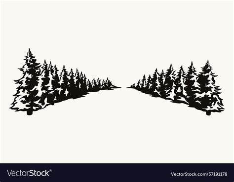 Fir Trees Rows In Perspective Concept Royalty Free Vector