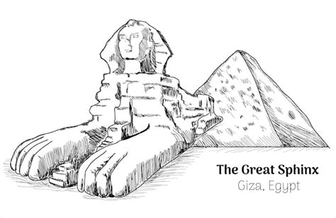 Premium Vector The Great Sphinxthe Great Sphinx Giza Hand Drawing
