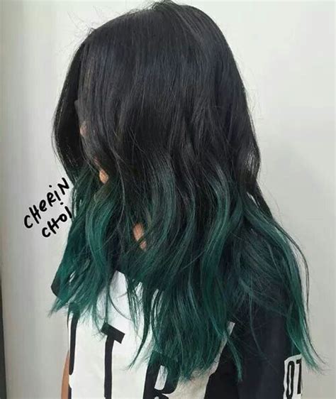 Black And Green Hair ♡ Colorful Hair Pinterest Green